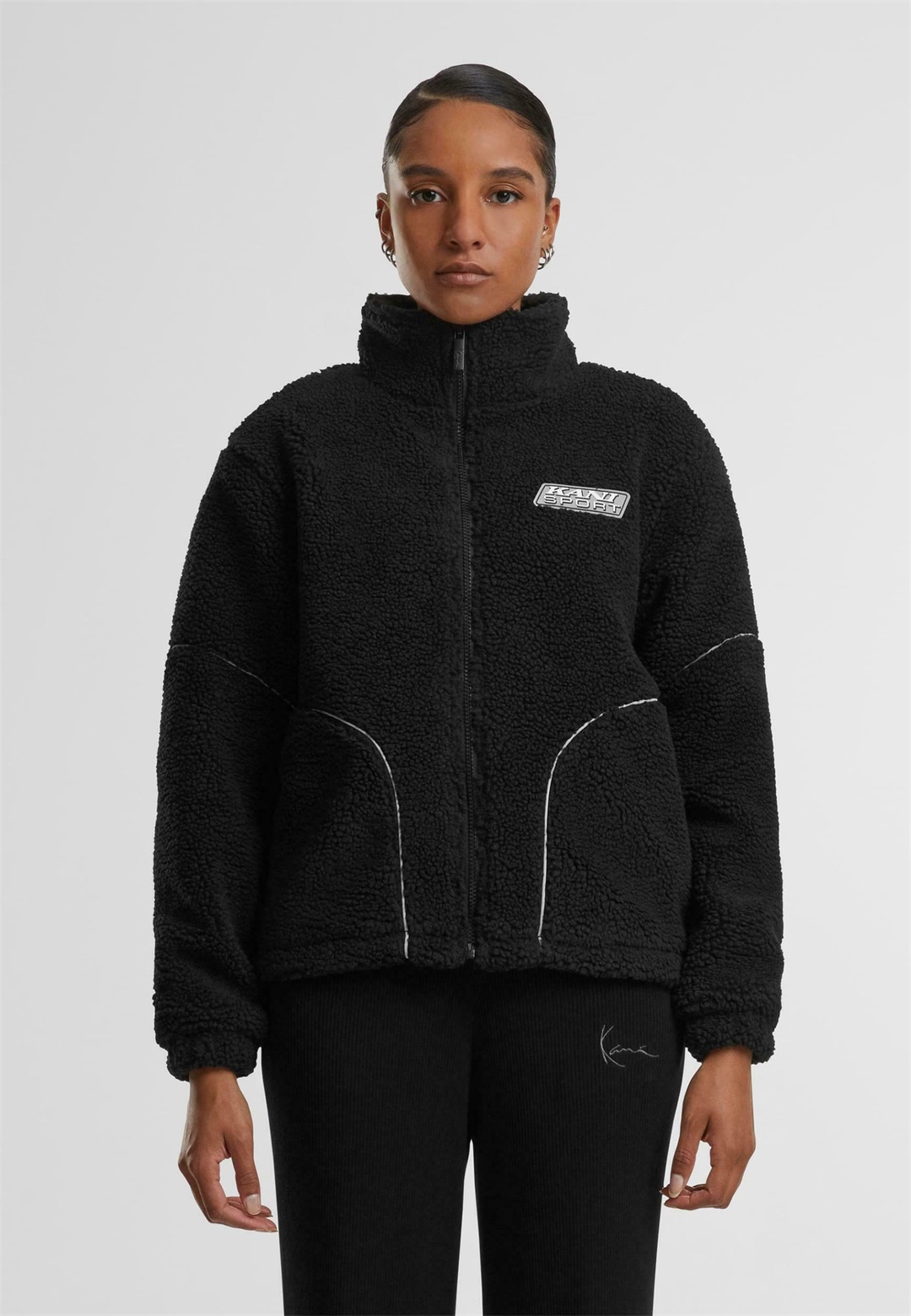 Karl Kani PATCH TEDDY BLOCK - Fleecejacke - black lightgrey/schwarz