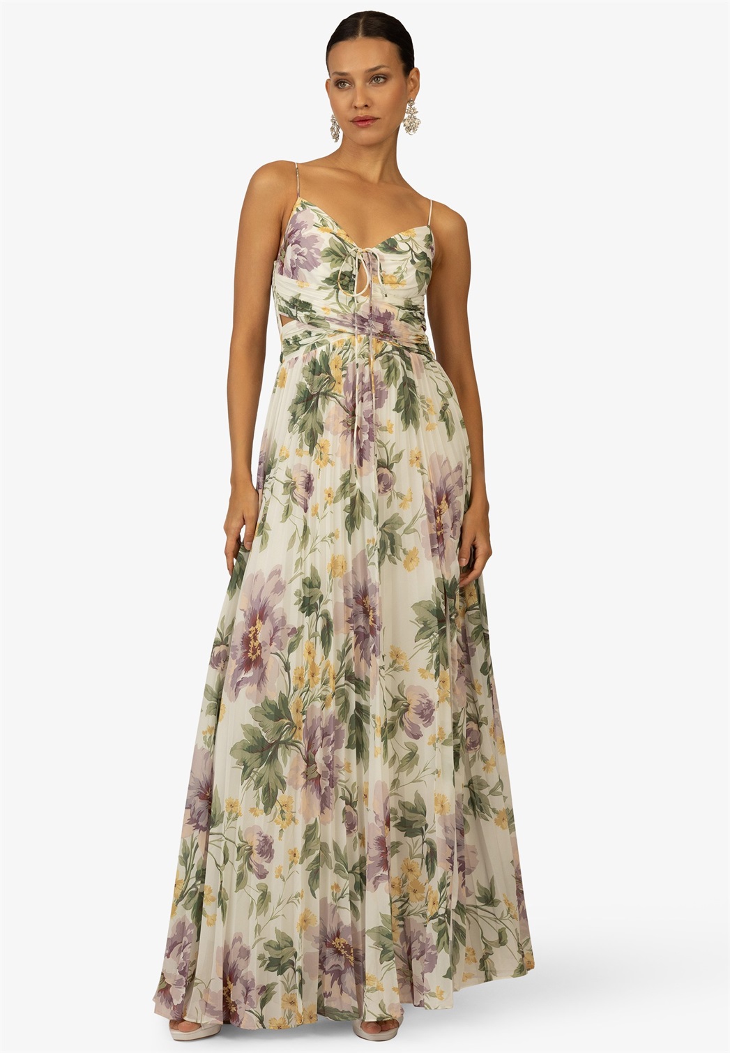 Kraimod Maxikleid - weiss lila grün/beige