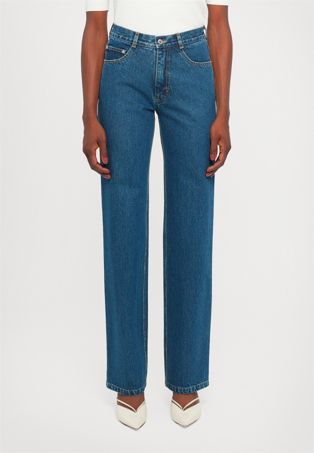 Ksenia Schnaider RUG DETAIL - Jeans Straight Leg - medium blue/blau