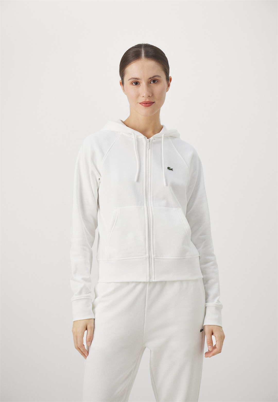 Lacoste Sport HOODED - Sweatjacke - flour/offwhite