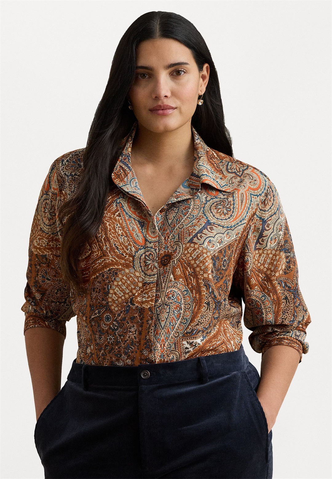Lauren Ralph Lauren Woman CLASSIC FIT PAISLEY CREPE SHIRT - Hemd - cream/offwhite