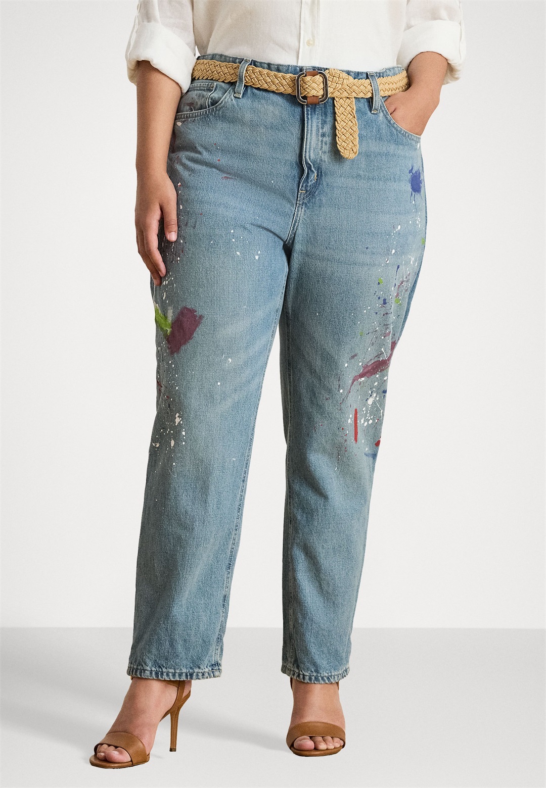 Lauren Ralph Lauren Woman PRINT BOYFRIEND TAPERED ANKLE JEAN - Jeans Tapered Fit - alicia wash/blue denim