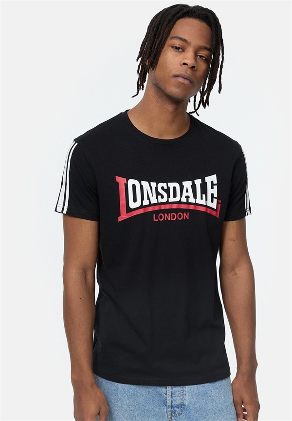 Lonsdale ELPHIN - T-Shirt print - black white red/schwarz