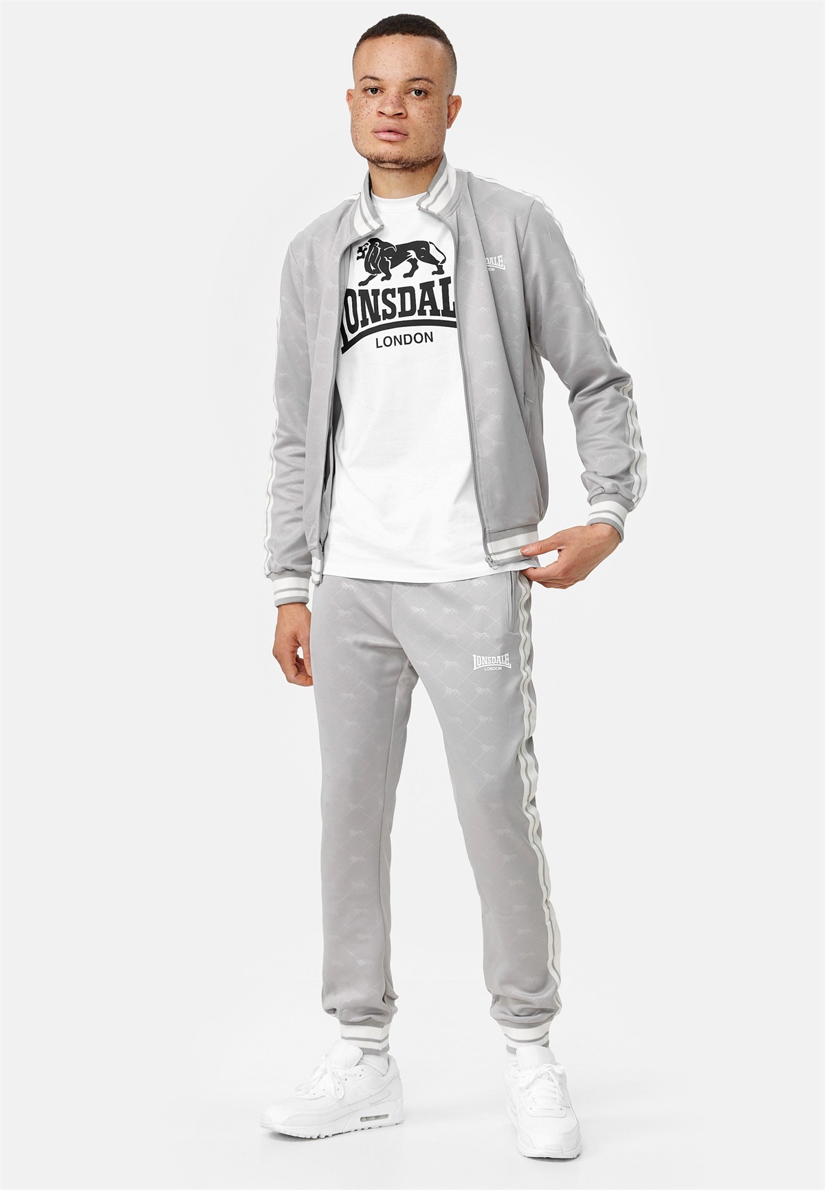 Lonsdale ASHWELL - Trainingsanzug - grey white/weiß