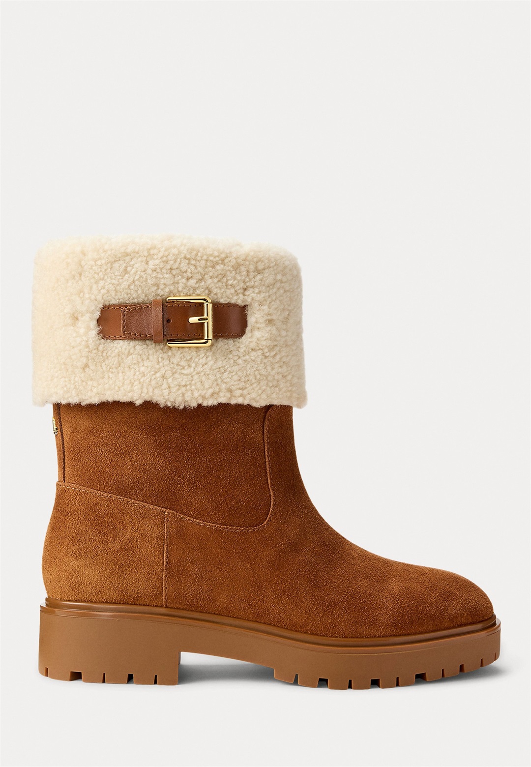 Lauren Ralph Lauren ALLYSON SHEARLING & SUEDE LACE-UP BOOTIE - Plateaustiefelette - tan