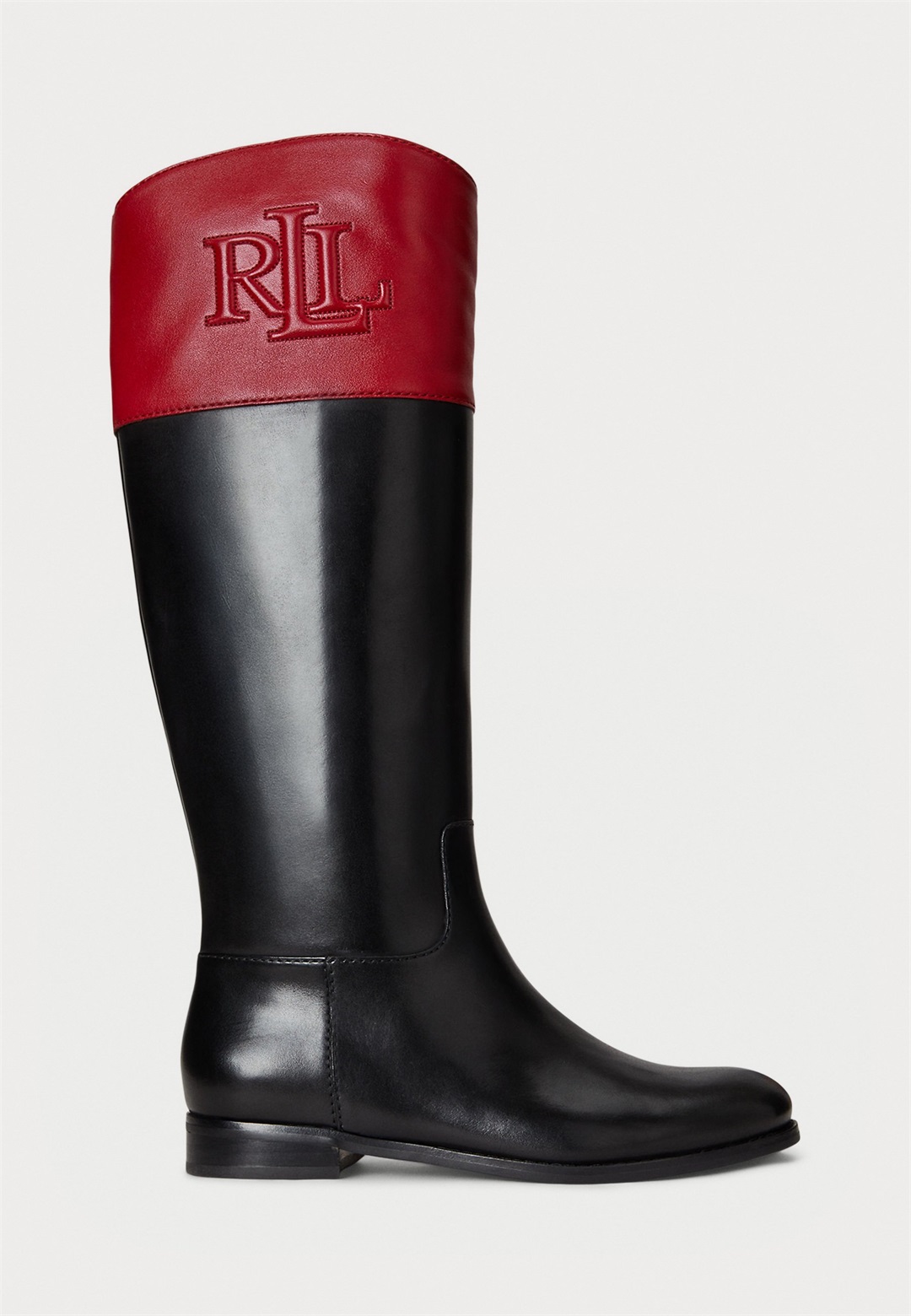 Lauren Ralph Lauren JUSTINE II TWO-TONE LEATHER RIDING BOOT - Stiefel - black/festive red/schwarz