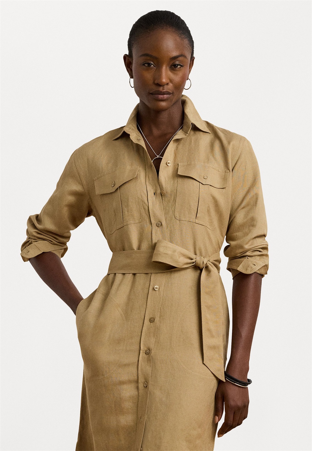 Lauren Ralph Lauren Linen Blend Shirtdress - Blusenkleid - camel