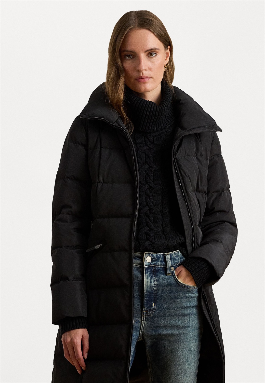 Lauren Ralph Lauren CREST PATCH HOODED QUILTED DOWN COAT - Daunenmantel - black/schwarz
