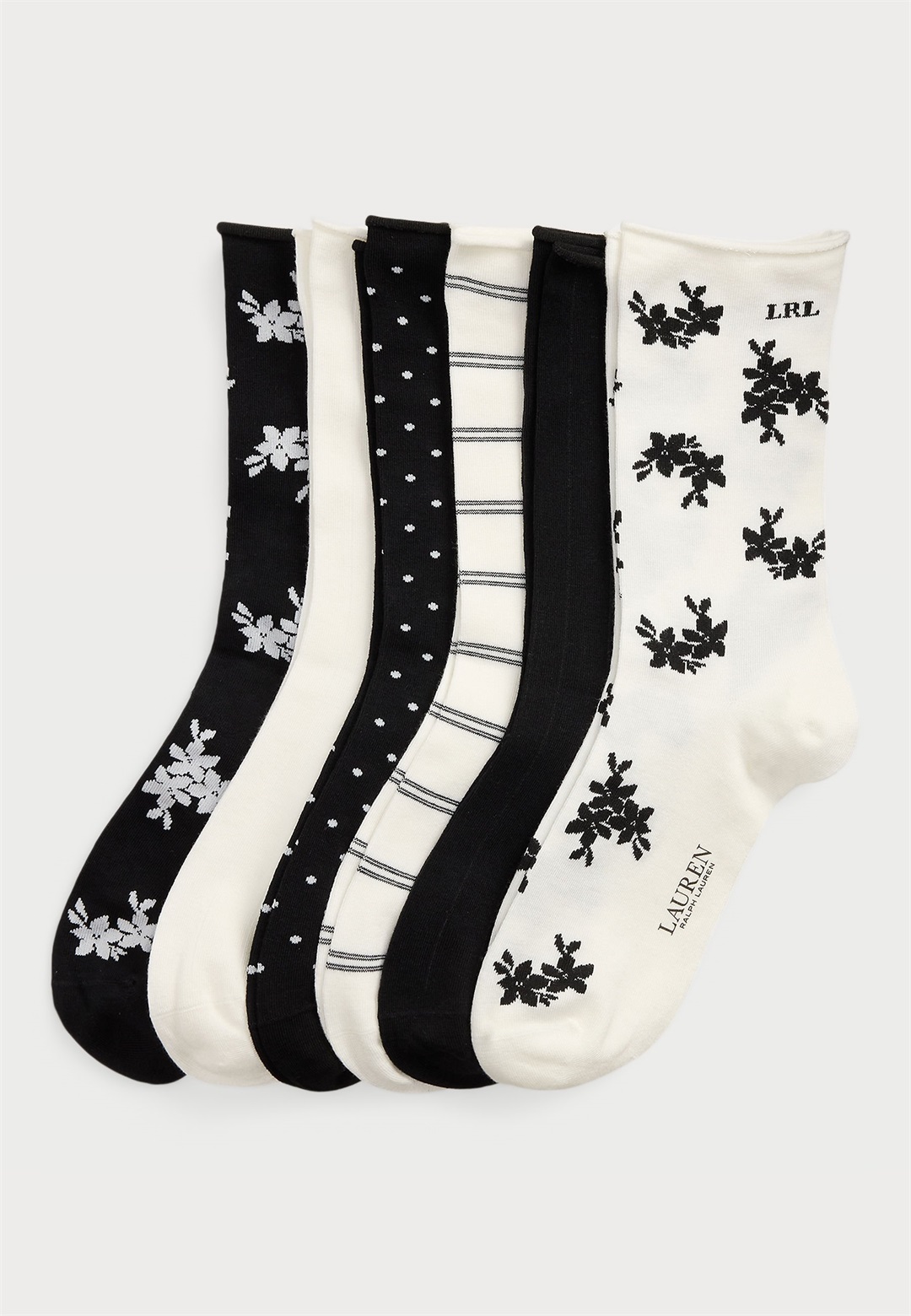 Lauren Ralph Lauren PATTERNED STRETCH ROLL-TOP SOCK 6-PACK - Socken - black/pink/blue/ivory/mehrfarbig