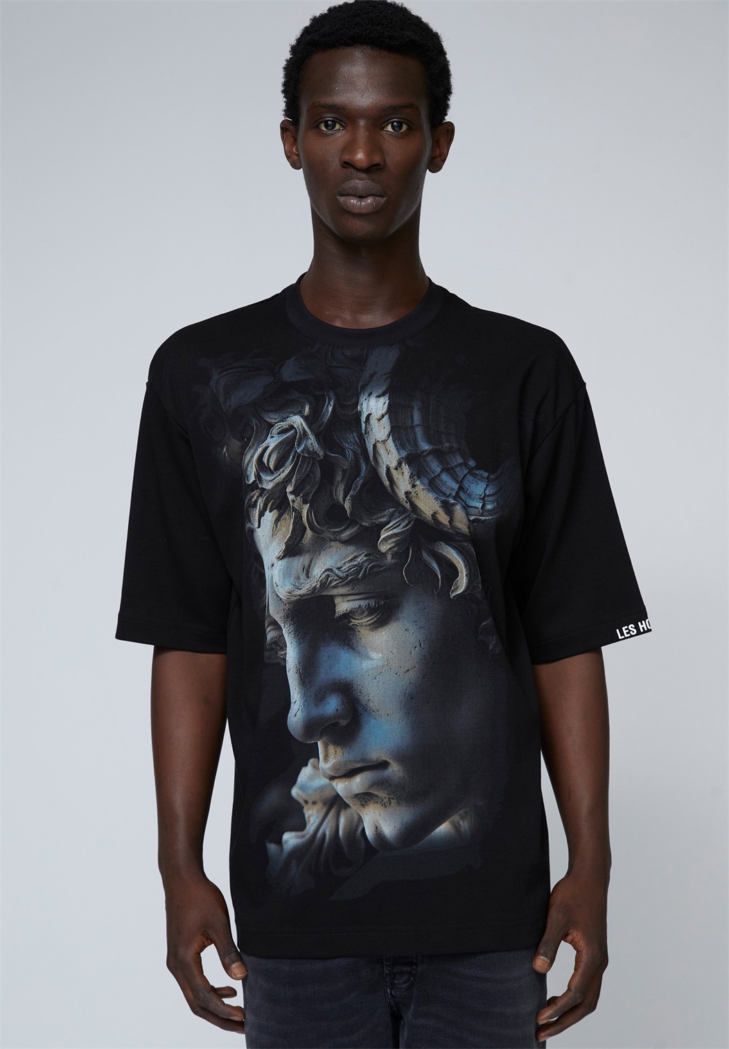 LES HOMMES T-Shirt print - black/schwarz