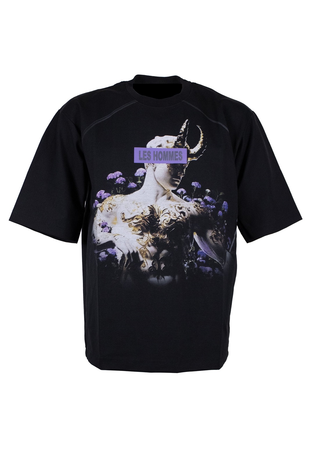 LES HOMMES T-Shirt print - black/schwarz