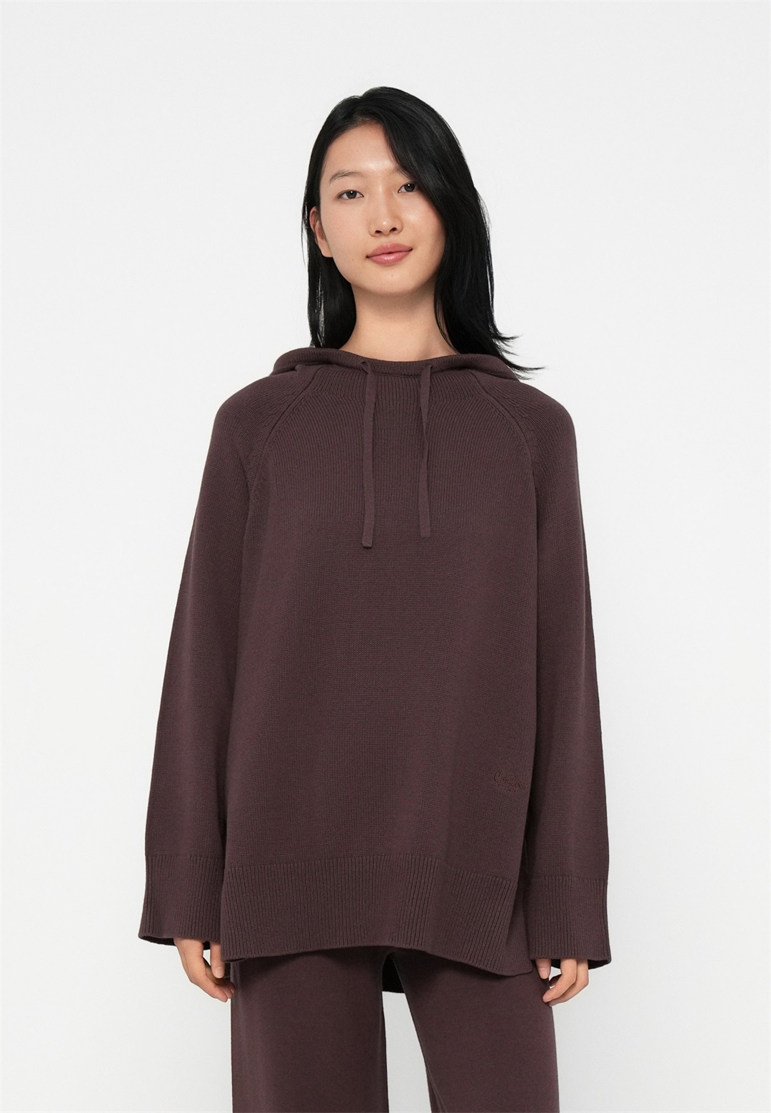 lala Berlin HOODIE KIANA - Strickpullover - chocolate/dunkelbraun