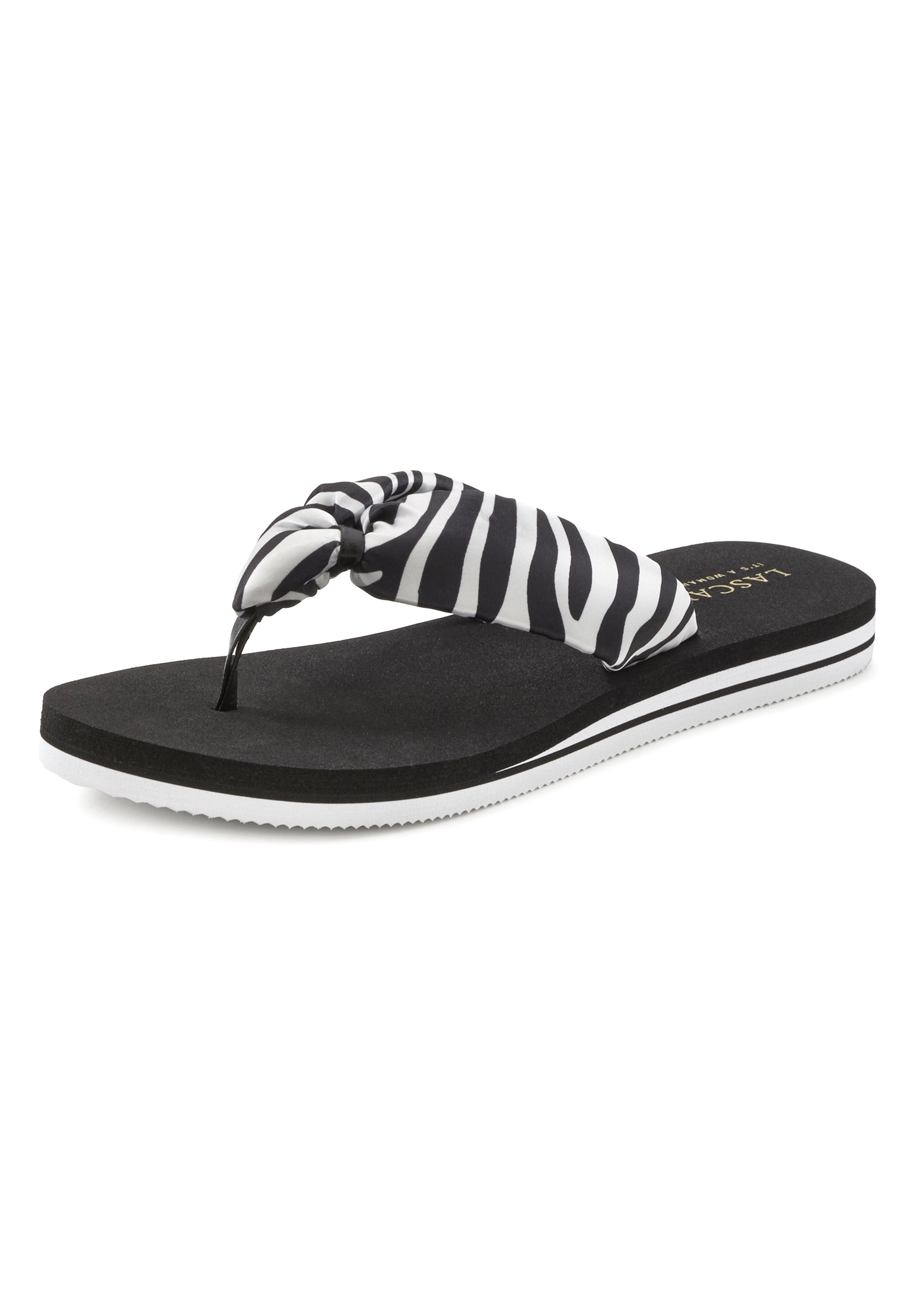 LASCANA ZEHENTRENNER - Bade-Zehentrenner - schwarz weiß/schwarz