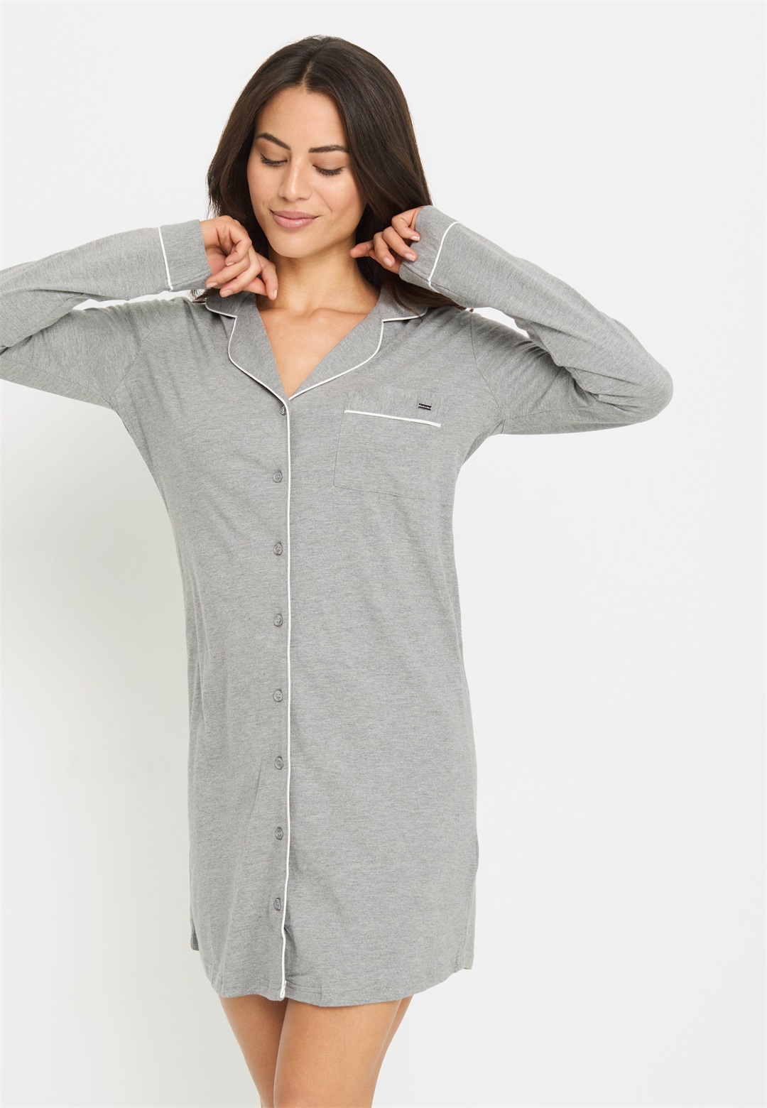 LASCANA NIGHTGOWN - Nachthemd - grey melange/grau