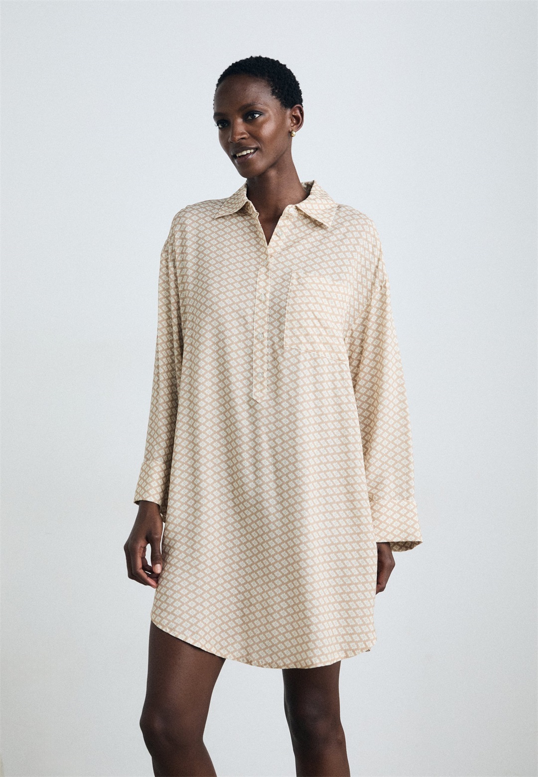 LASCANA NIGHTGOWN - Nachthemd - beige/white/beige