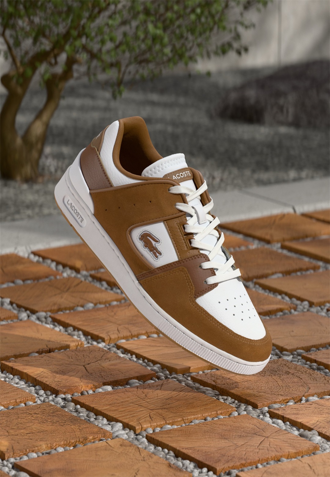 Lacoste COURT CAGE 225 - Sneaker low - brown/white/braun