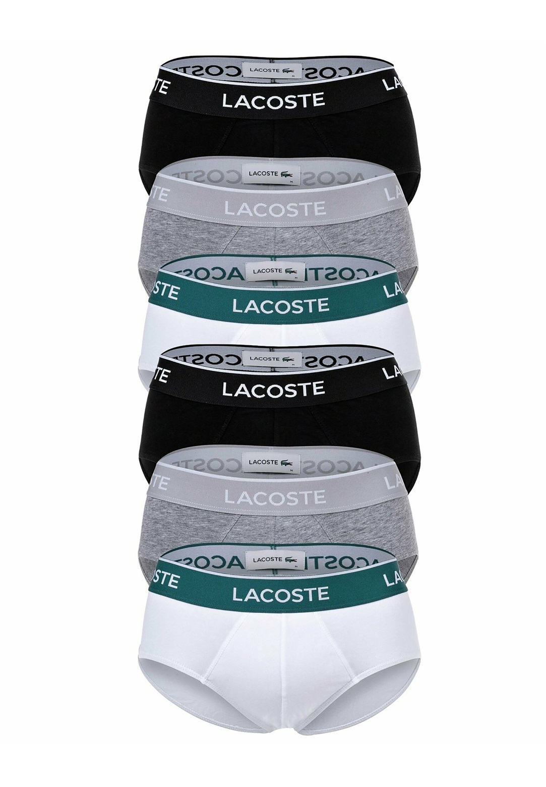 Lacoste 6ER PACK - CASUAL STRETCH LOGOBUND - Slip - schwarz/grau/weiß/schwarz