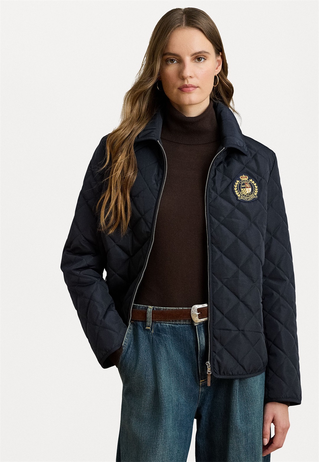 Lauren Ralph Lauren Petite CREST PATCH DIAMOND QUILTED JACKET - Übergangsjacke - dark navy/dunkelblau