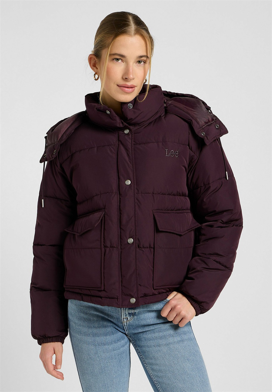 Lee LINED SHORT PUFFER WITH HOOD RELAXED FIT - Winterjacke - deep wine/dunkellila