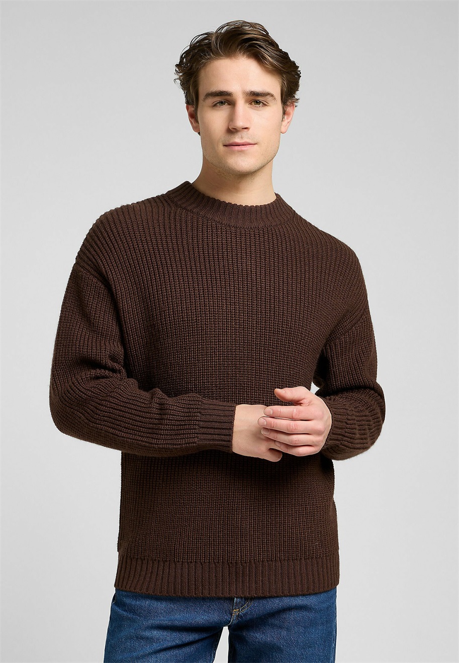 Lee LONG SLEEVE RELAXED FIT - Strickpullover - arabica/dunkelbraun