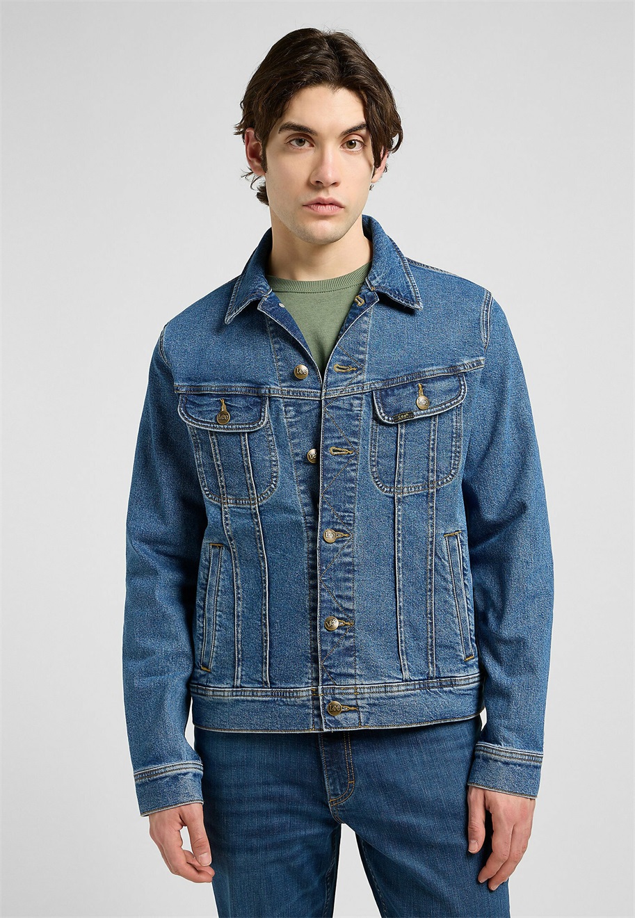 Lee UNLINED RIDER FOR REGULAR FIT - Jeansjacke - belmont/dunkelblau