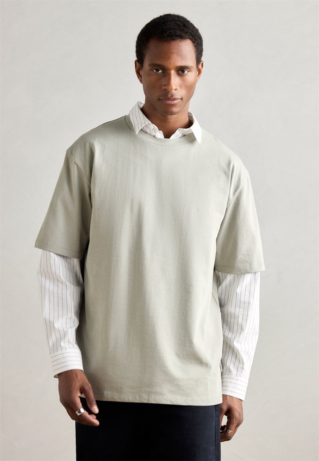 Lindbergh O NECK TEE OVERSIZE - T-Shirt basic - khaki