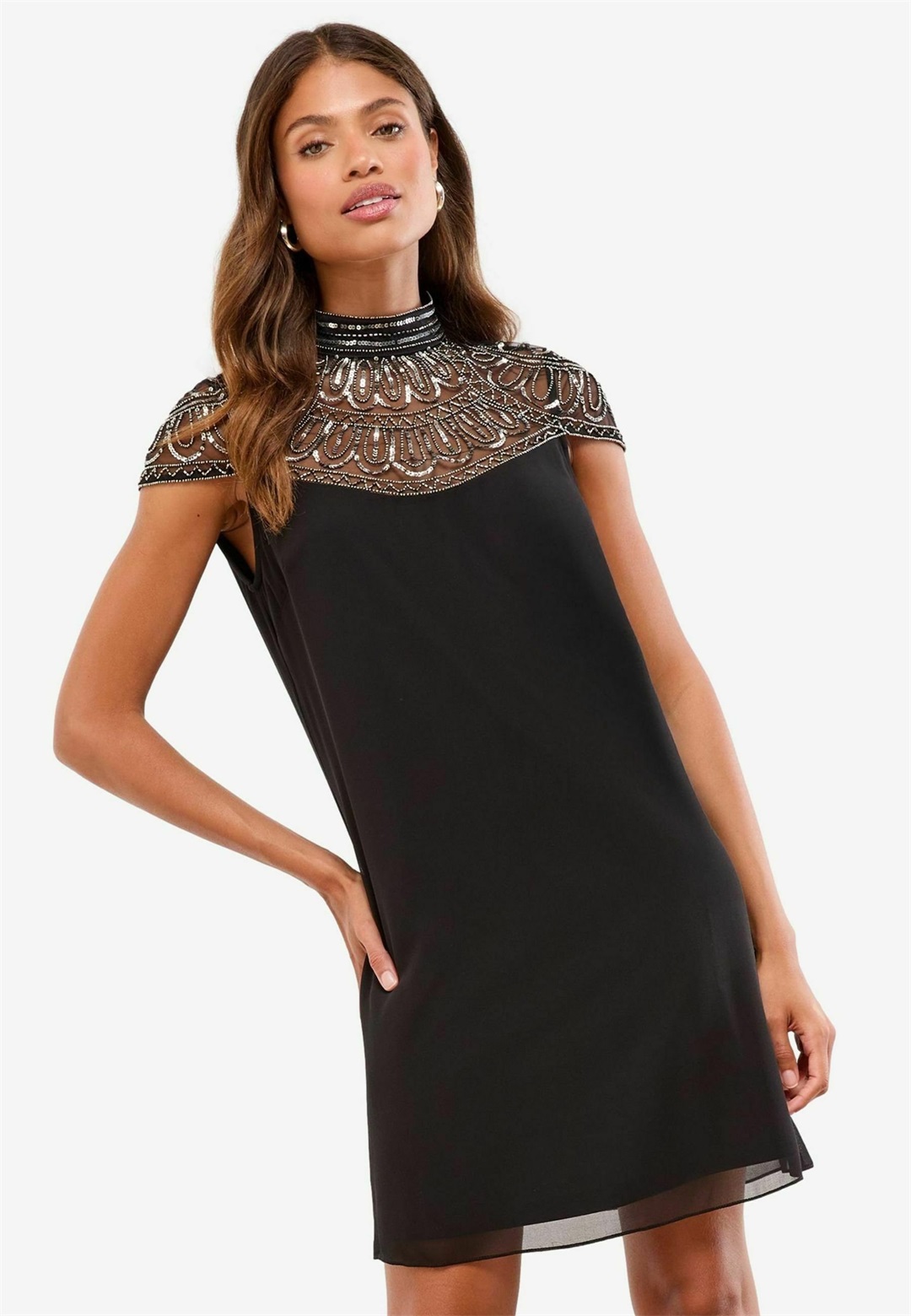 Lipsy REGULAR FIT - MINI EMBELLISHED BEADED NECK - Cocktailkleid/festliches Kleid - black/schwarz
