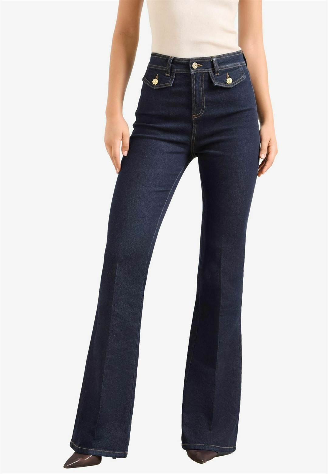 Lipsy GLAM FLARE - Flared Jeans - dark blue wash/blau