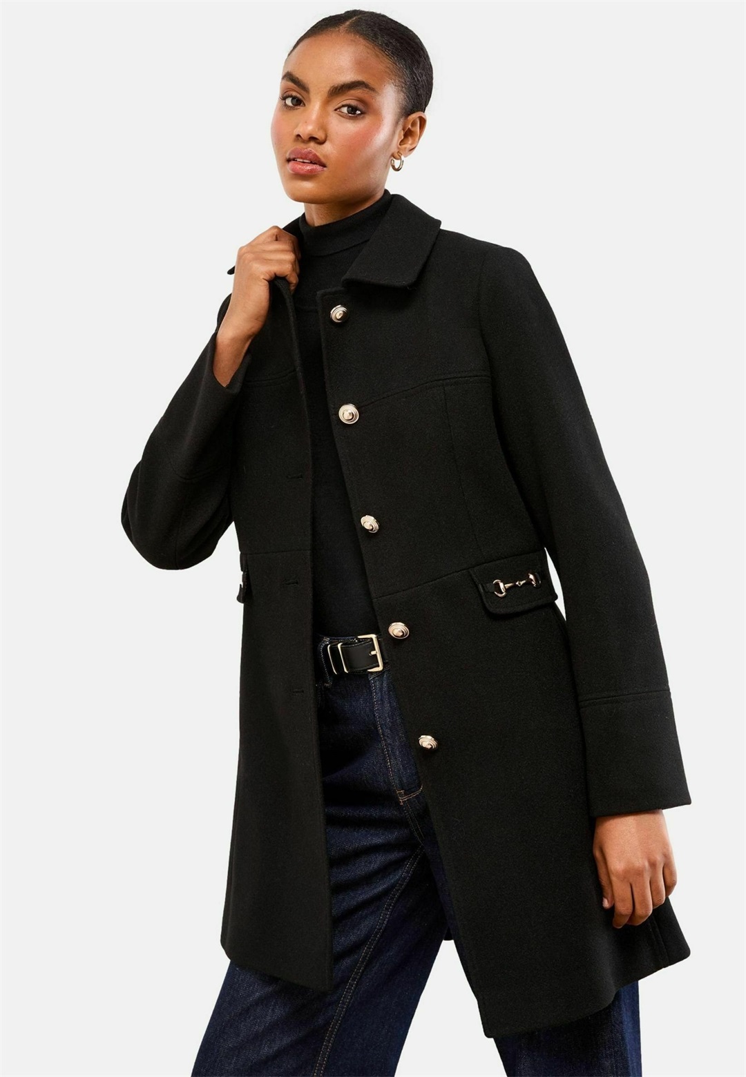 Lipsy PETITE FIT-DOLLY - Kurzmantel - black/schwarz