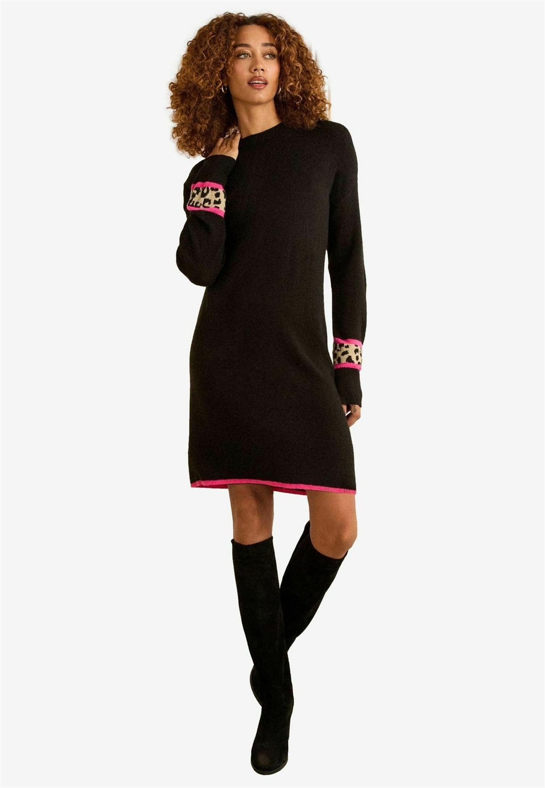 Love & Roses Strickkleid - black animal heart/schwarz