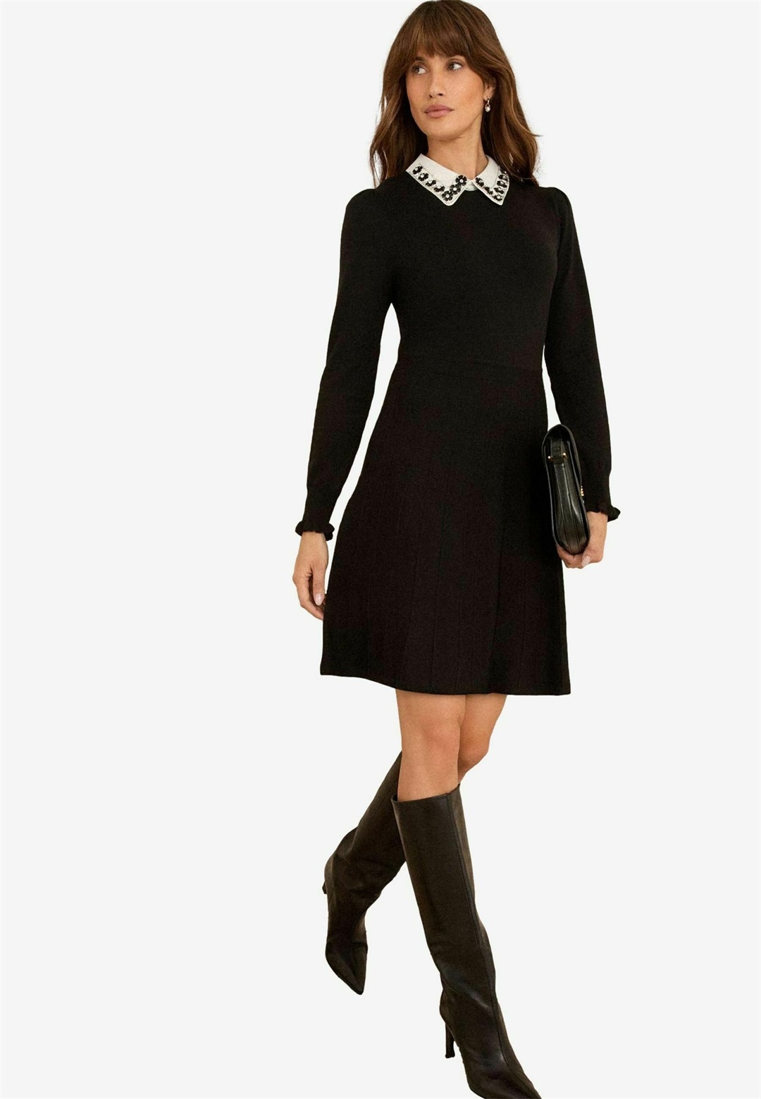 Love & Roses Strickkleid - black embellished/schwarz