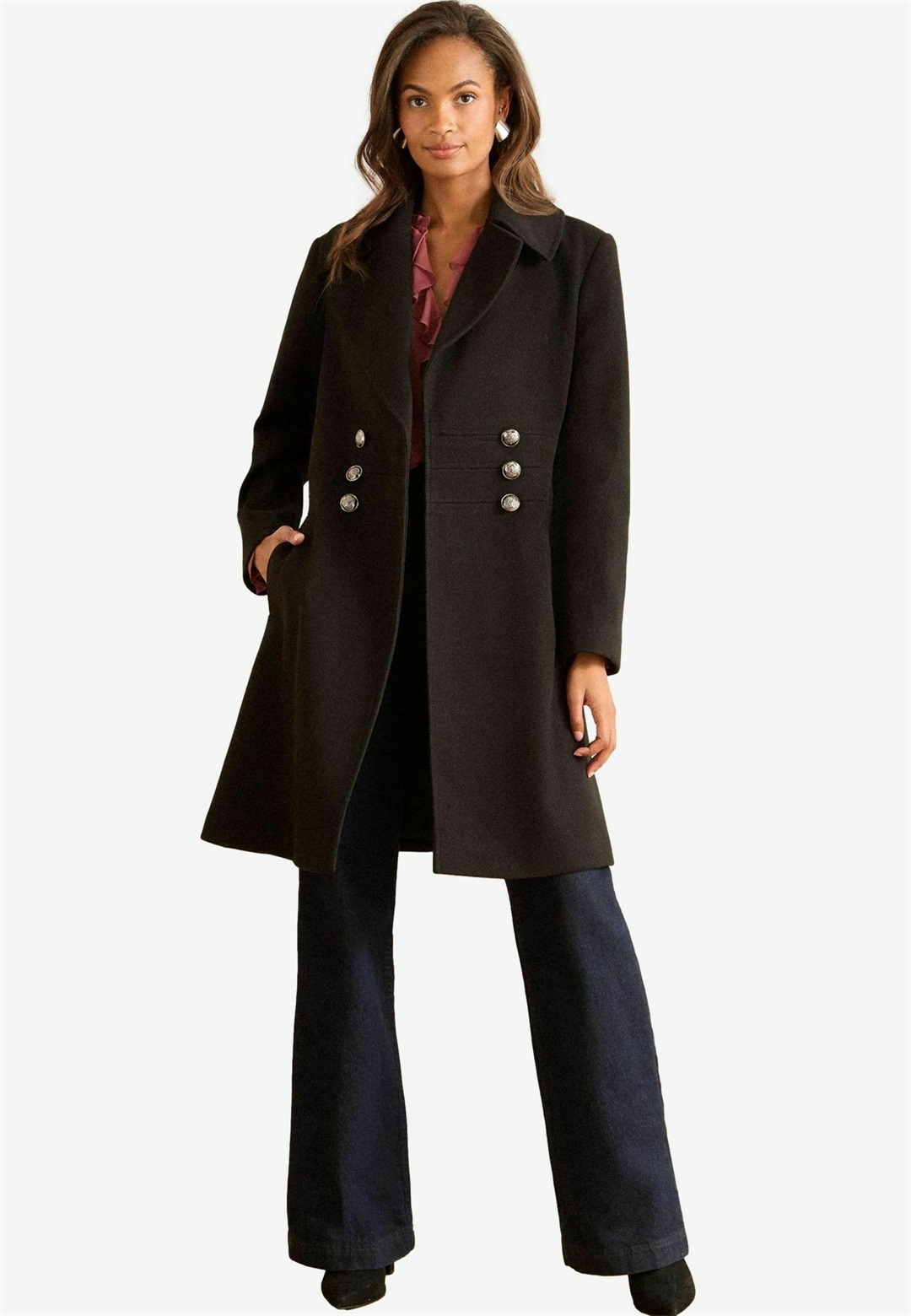 Love & Roses REGULAR FIT - MILITARY BUTTON - Klassischer Mantel - black/schwarz