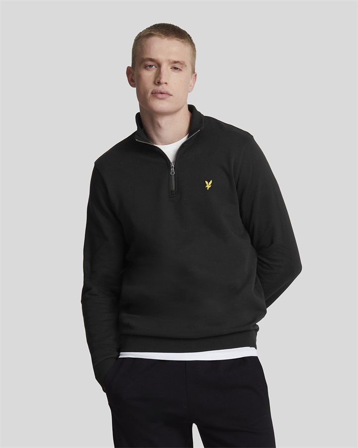 Lyle & Scott LOOPBACK QUARTER ZIP - Sweatshirt - jet black/schwarz