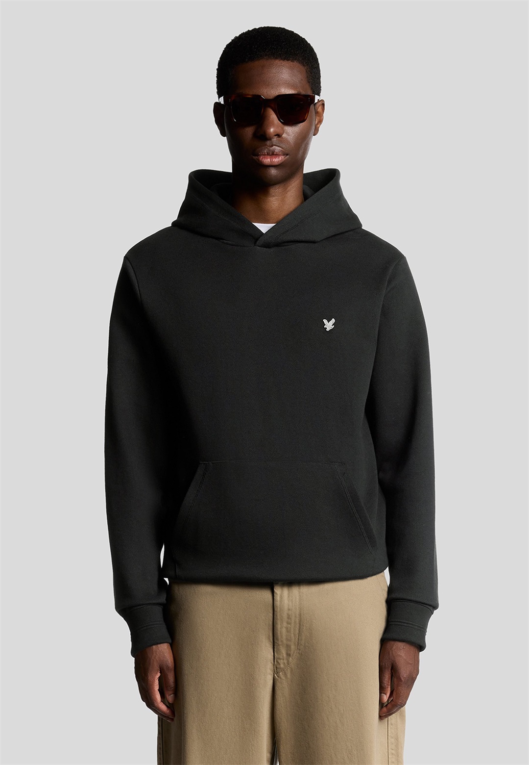 Lyle & Scott MID LAYERS DIAGONAL WEAVE - Kapuzenpullover - w lacquer/schwarz