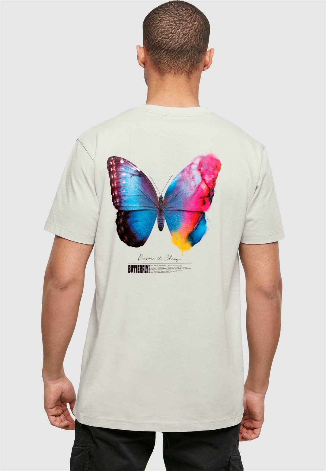 Mister Tee BECOME THE CHANGE TEE - T-Shirt print - lightasphalt/hellgrau