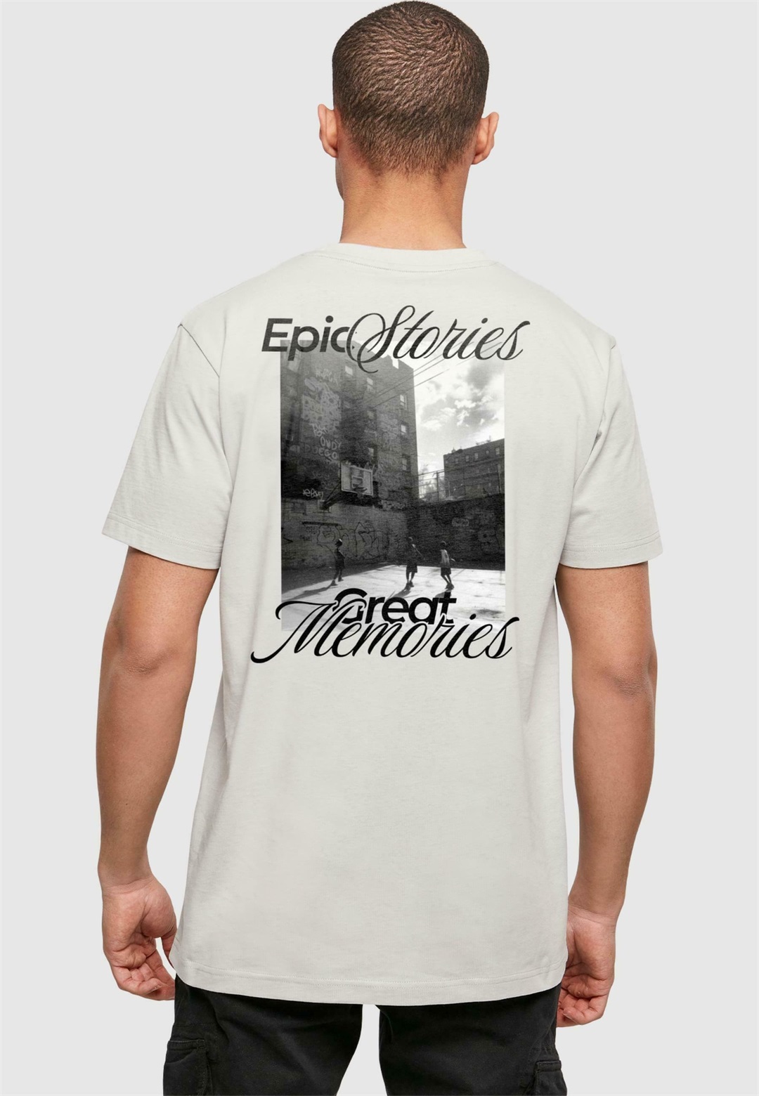 Mister Tee EPIC STORIES GREAT MEMORIES - T-Shirt print - lightasphalt/hellgrau