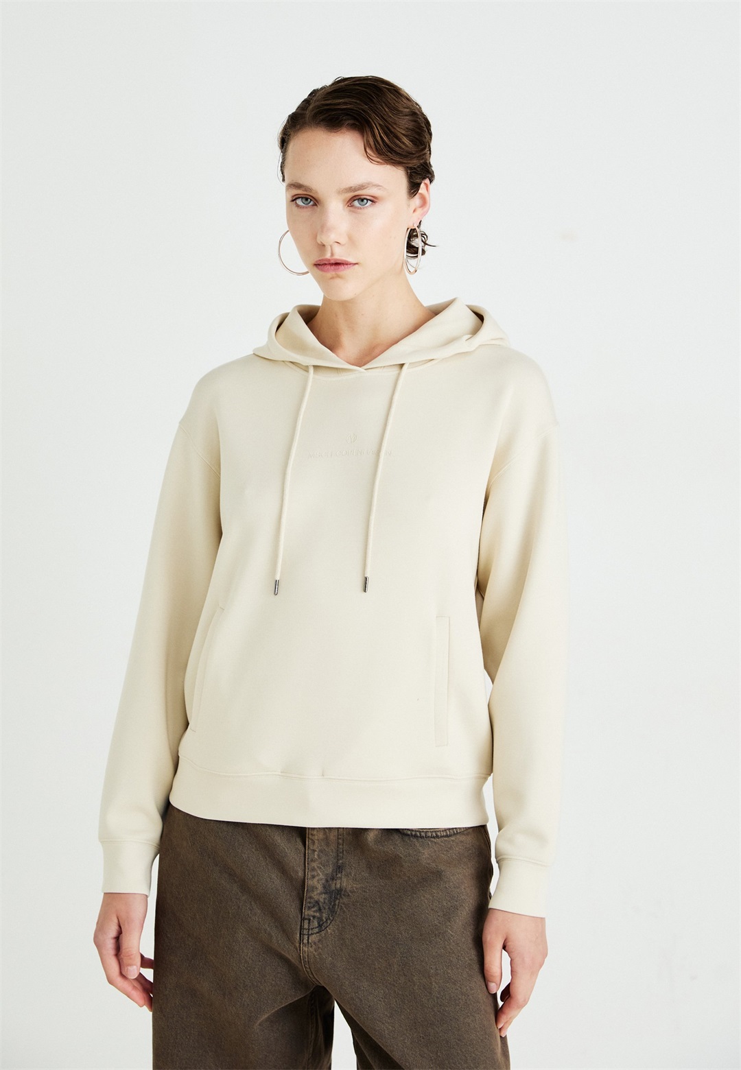 MSCH Copenhagen ICON LOGO HOOD - Sweatshirt - fog/offwhite