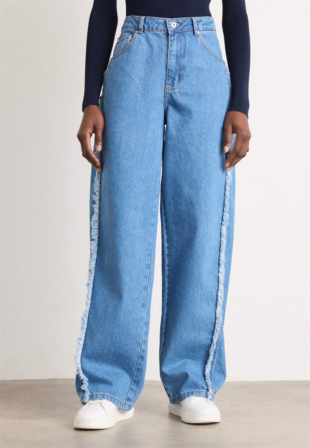 Mads Nørgaard CLASSIC CHRISTEL - Wide Leg - mid blue denim/blue denim