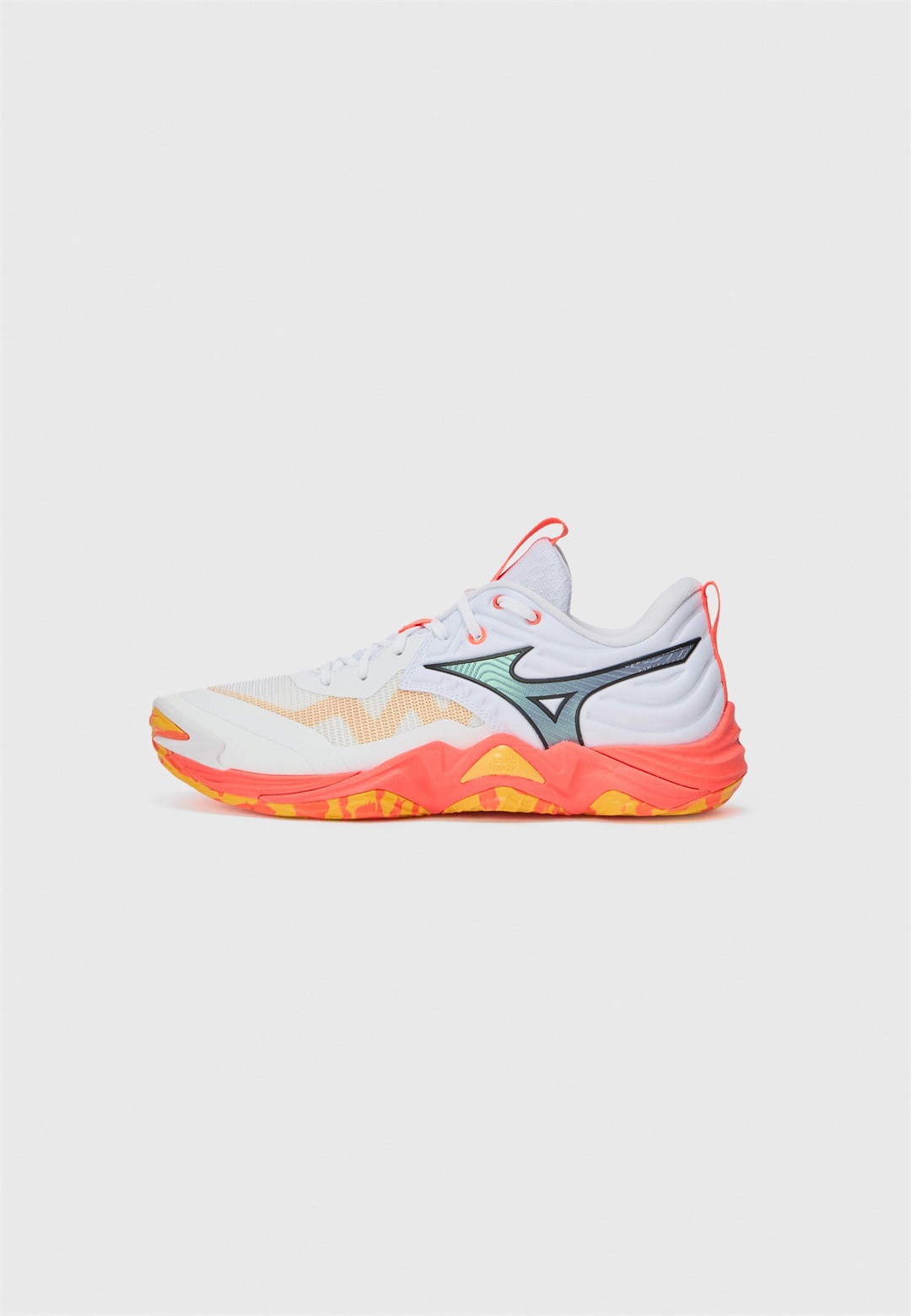 Mizuno WAVE MOMENTUM ELITE - Sneaker low - white/fiery coral/citrus/weiß