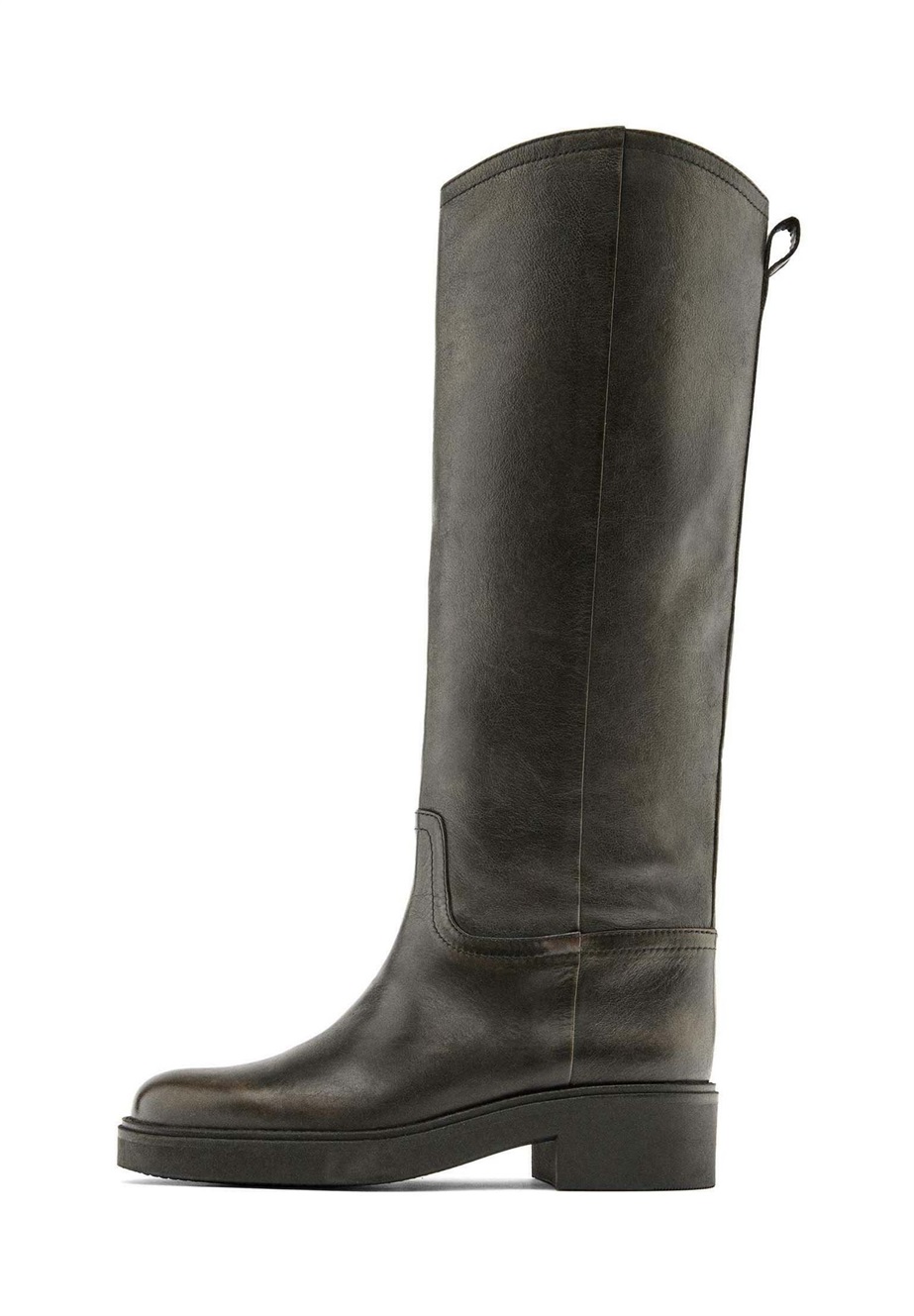 Massimo Dutti BRUSHED - Plateaustiefel - dark brown/dunkelbraun