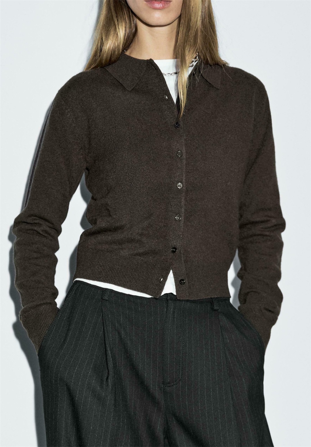 Massimo Dutti Strickjacke - dark brown/dunkelbraun