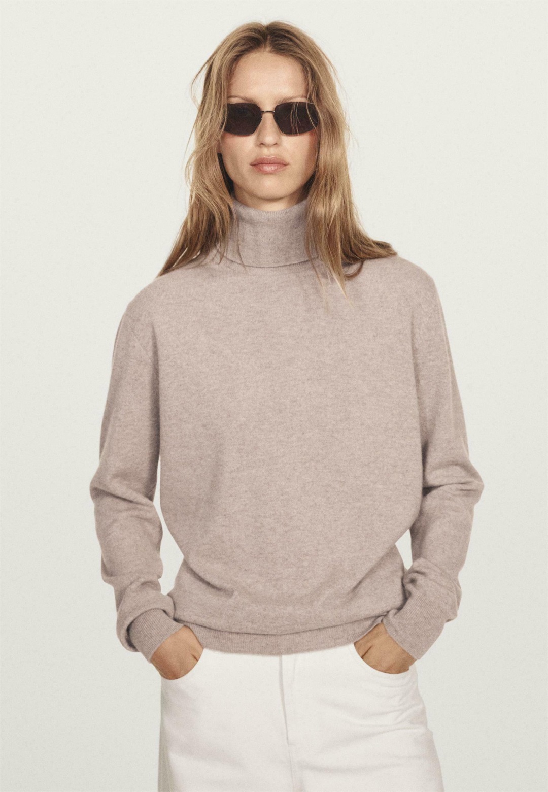 Massimo Dutti SOFT TURTLENECK WITH LONG SLEEVE - Strickpullover - beige