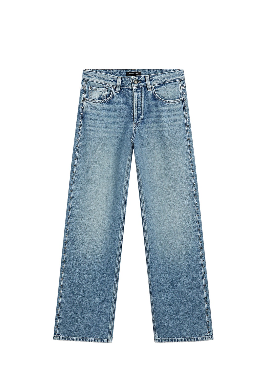 Massimo Dutti MID-RISE WIDE-LEG WITH STUDS - Wide Leg - blue/blau