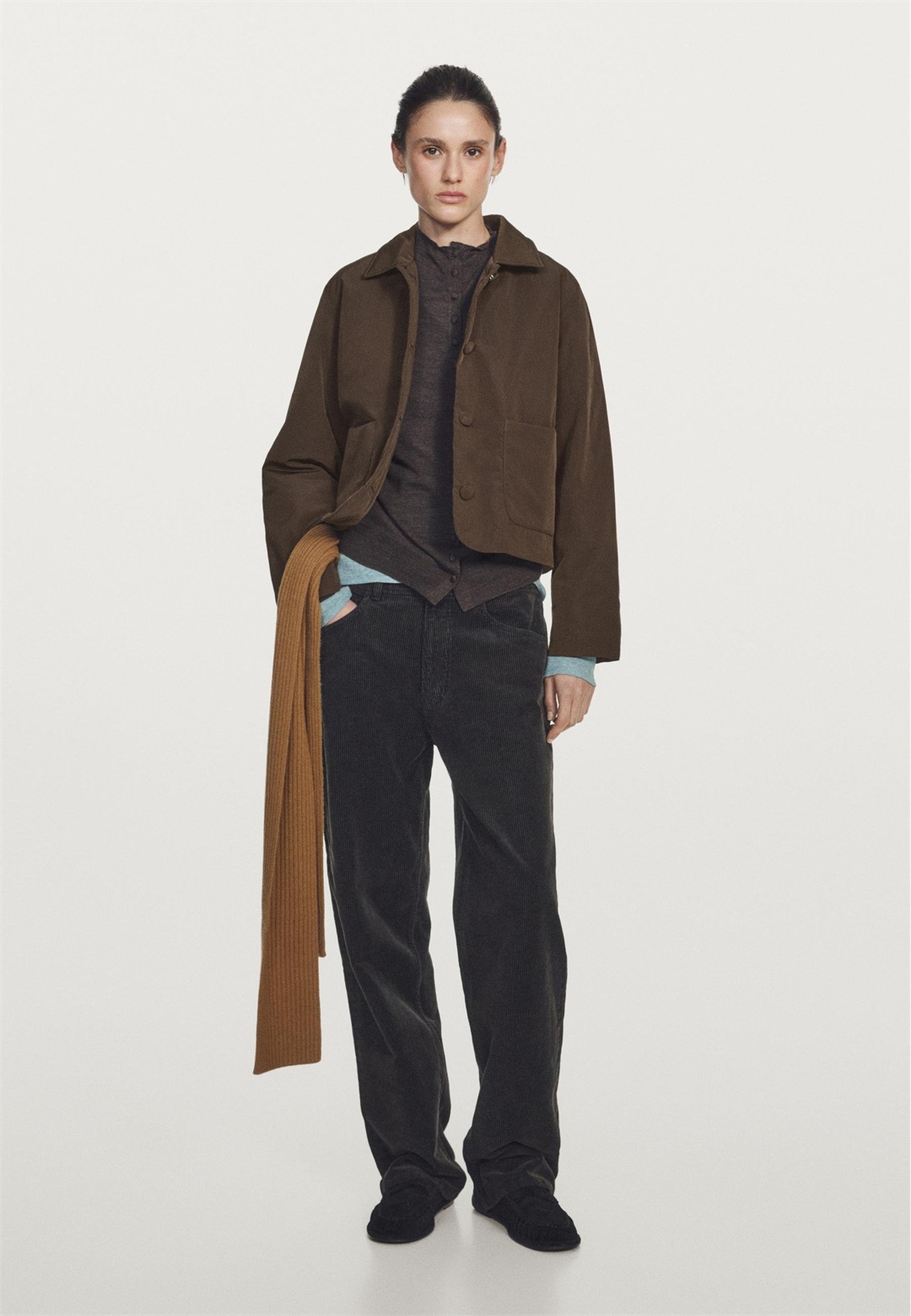 Massimo Dutti SHORT WATER-REPELLENT PUFFER - Übergangsjacke - dark brown/dunkelbraun