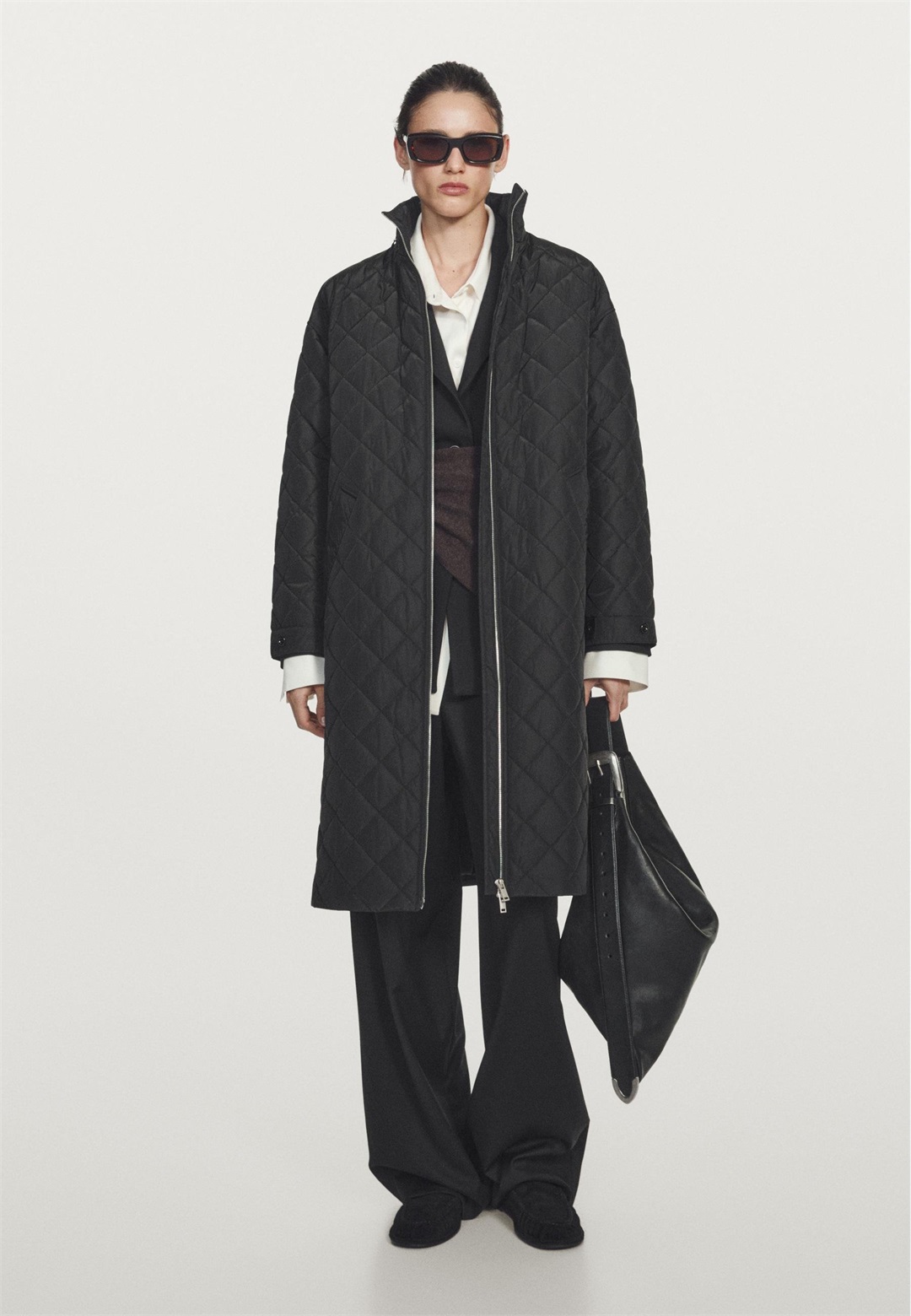 Massimo Dutti LONG WATER-REPELLENT OVERSIZE - Wintermantel - black/schwarz