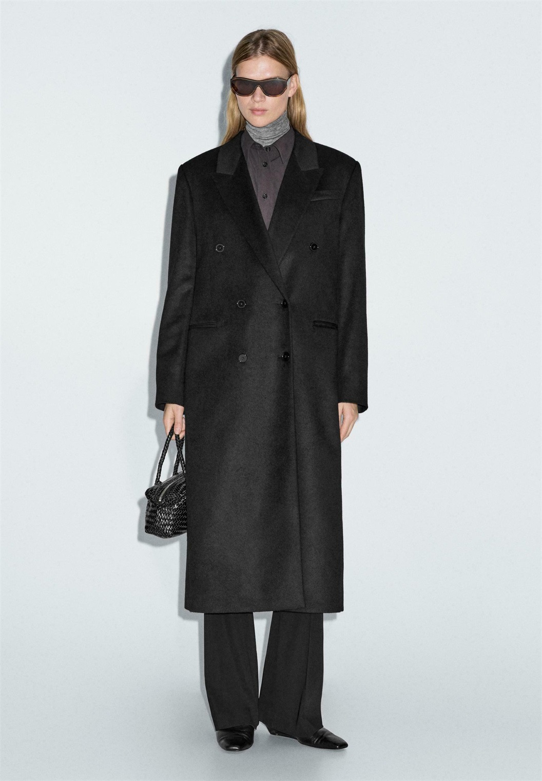 Massimo Dutti Klassischer Mantel - black/schwarz