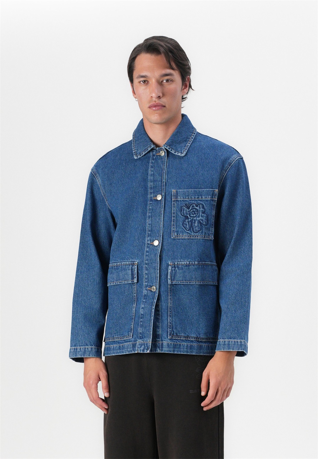 Marimekko POWERI UNISEX - Jeansjacke - worn indigo/blue denim