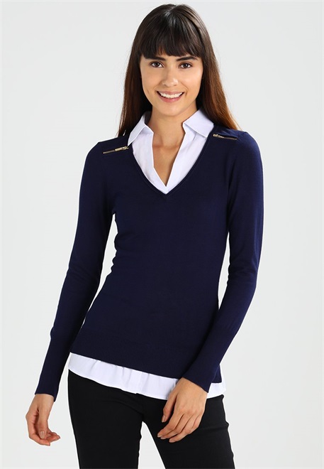 Morgan MYLORD - Strickpullover - marine/blanc/dunkelblau