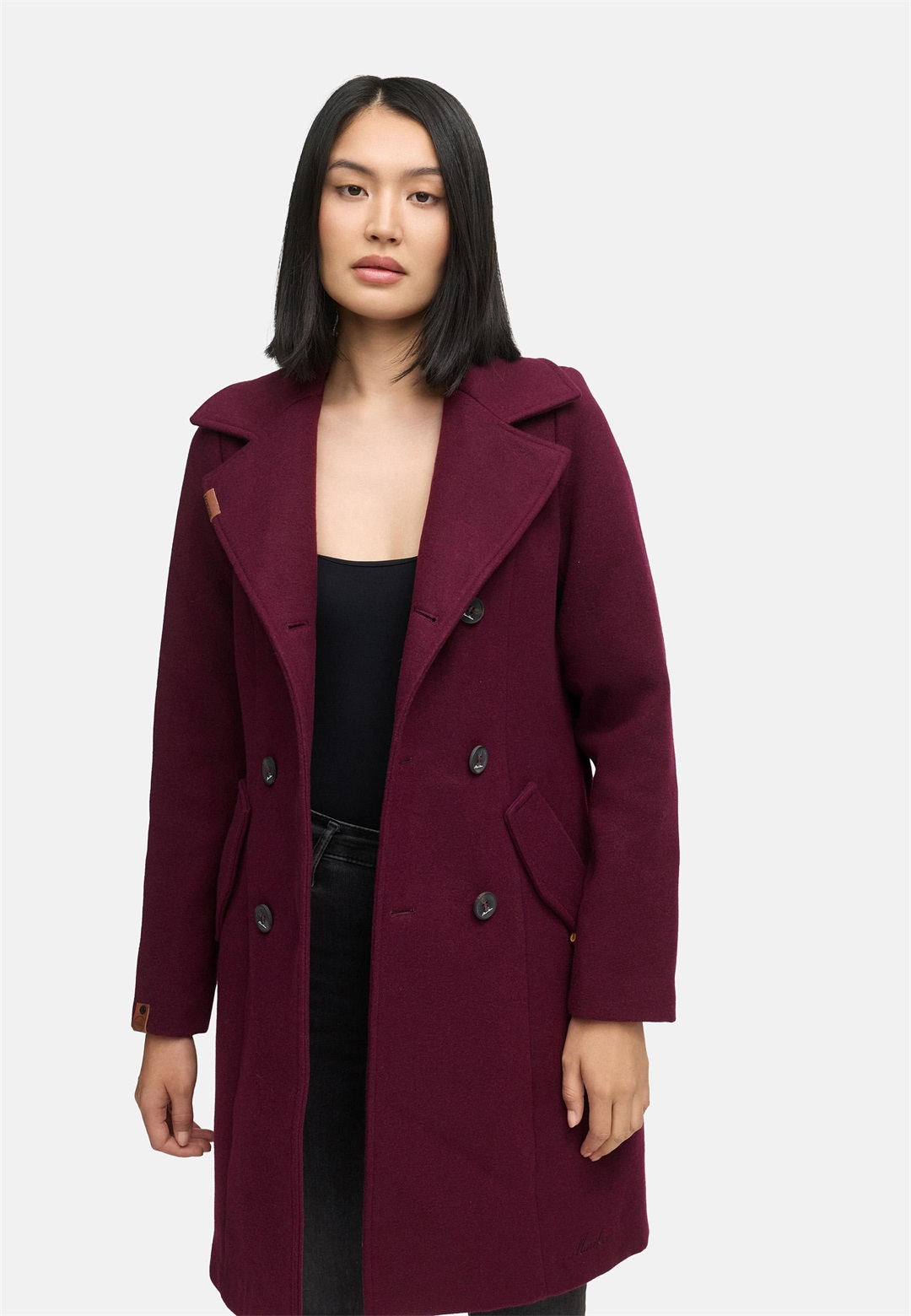 Marikoo NANAKOO - Klassischer Mantel - dark red melange/bordeaux