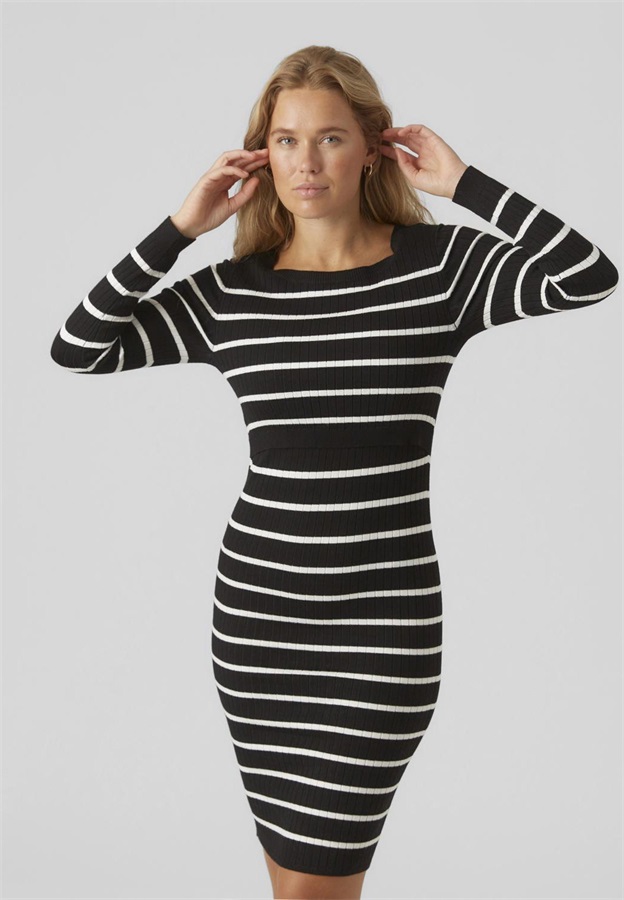 MAMALICIOUS MLNEWSIV JUNE DRESS - Strickkleid - black/schwarz